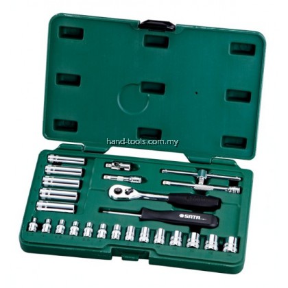 Sata 09001 25PC 1/4" DR. SOCKET SET (METRIC)14 - 6pt. Metric Sockets 3.5, 4, 4.5, 5, 5.5, 6, 7, 8, 9, 10, 11, 12, 13, 14 mm