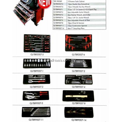TBR3005BP/146T 5 Drawers Tool Roller Cabinet with 143pcs Tools Set