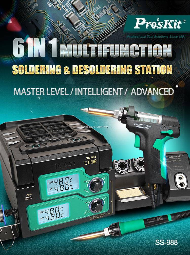 Pro'sKit SS988C 6 IN 1 Multifunction Solderingiron/Desoldering St