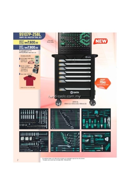 Sata 95107P-25BL 368pcs Dr. Master Tool Set for GENERAL REPAIR with 7 DRAWERS TROLLEY LIFETIME WARRANTY