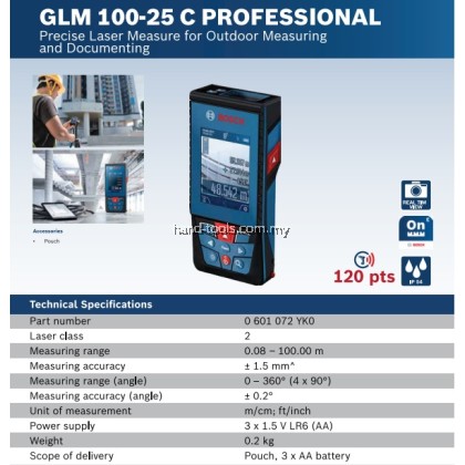 Bosch GLM100-25C Red Laser Range Finder Measure Distance 0.08~100m Bosch GLM100-25C Red Laser Range Finder Measure Distance 0.08~100m