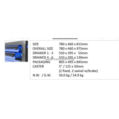6 DRAWERS TOOL CABINET 77-HT212 Size780(W) x 460(H) x 975(D)mm REMAX 77-HT212