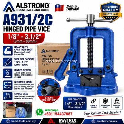 ALSTRONG A931/2C 1/8"-3.1/2" HINGED PIPE VICE 1/8"-3.1/2"