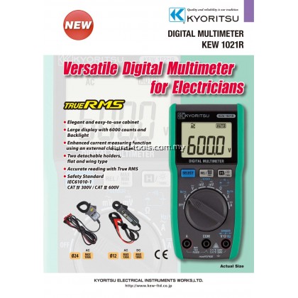 Kyoritsu 1021R Digital Multimeter 100% New & Original ,KE1021R with Test Leads, Ceramic Fuse, Carrying Case, Battery)
